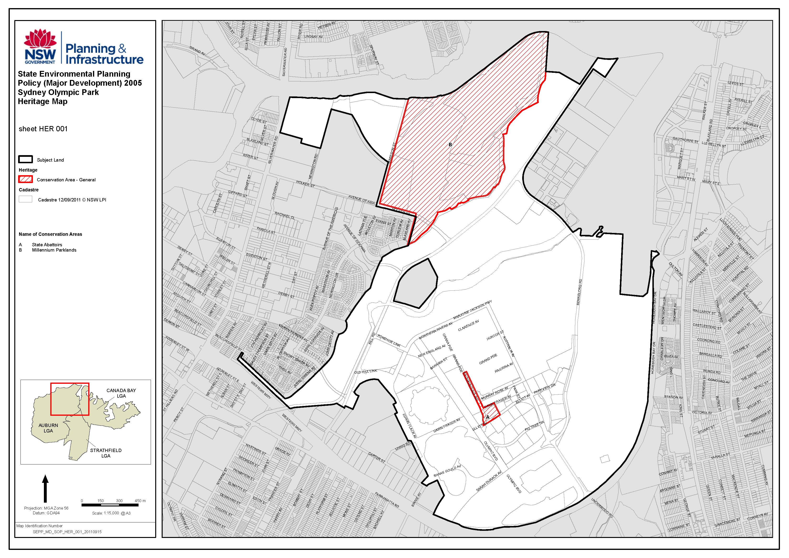 Heritage map of Sydney Olympic Park